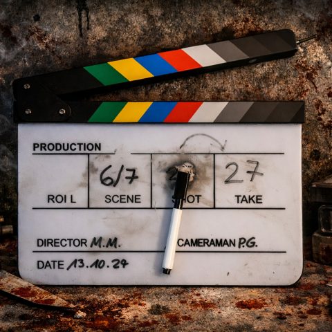 Filmrequisite von "Vermählung im Blut" inkl. Mediabook nach Wahl Filmklappe